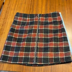 Wool-like plaid mini skirt